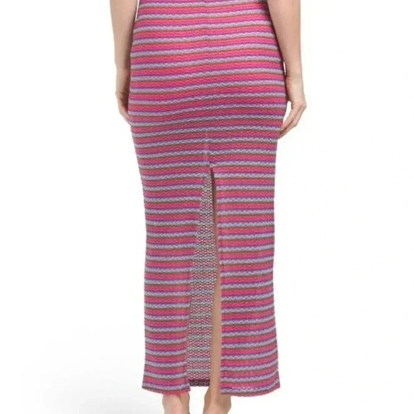 2 PC High Waisted Striped Maxi Skirt Set (PINK MULTI) - Picture 3 of 4